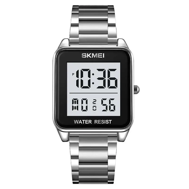 SkmeiМужские часы из нержавеющей стали, деловые электронные часы, многофункциональные часы с часовым кольцом, электронные часы