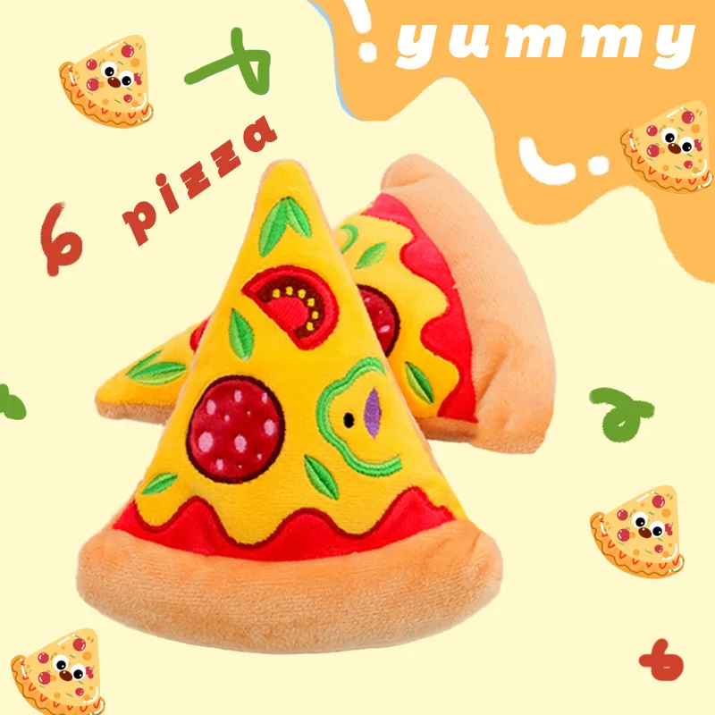 New Pizza Plush Toy Soft Stuffed Pizza Toy Make a Sound Interesting Parent-child Family Pet Toy Cute Kid Boys Girls Cat Dog Gift