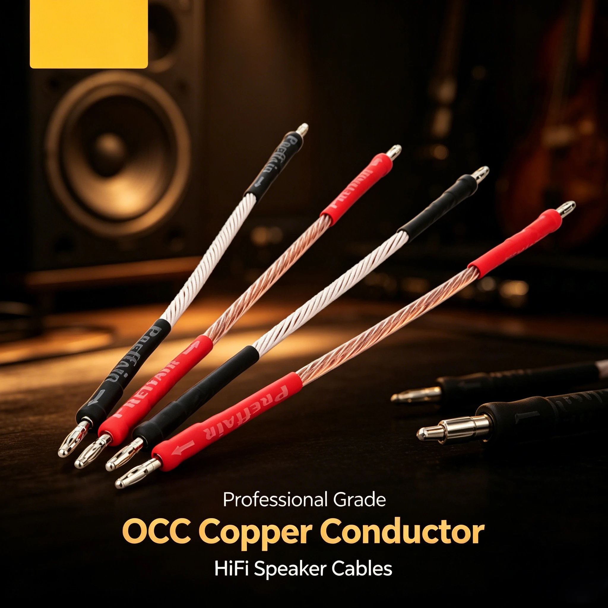Preffair OCC Copper Jumper Links Performance Speaker Cable 4X20cm Banana Plugs to Banana Plug HIFI Bridge Cables
