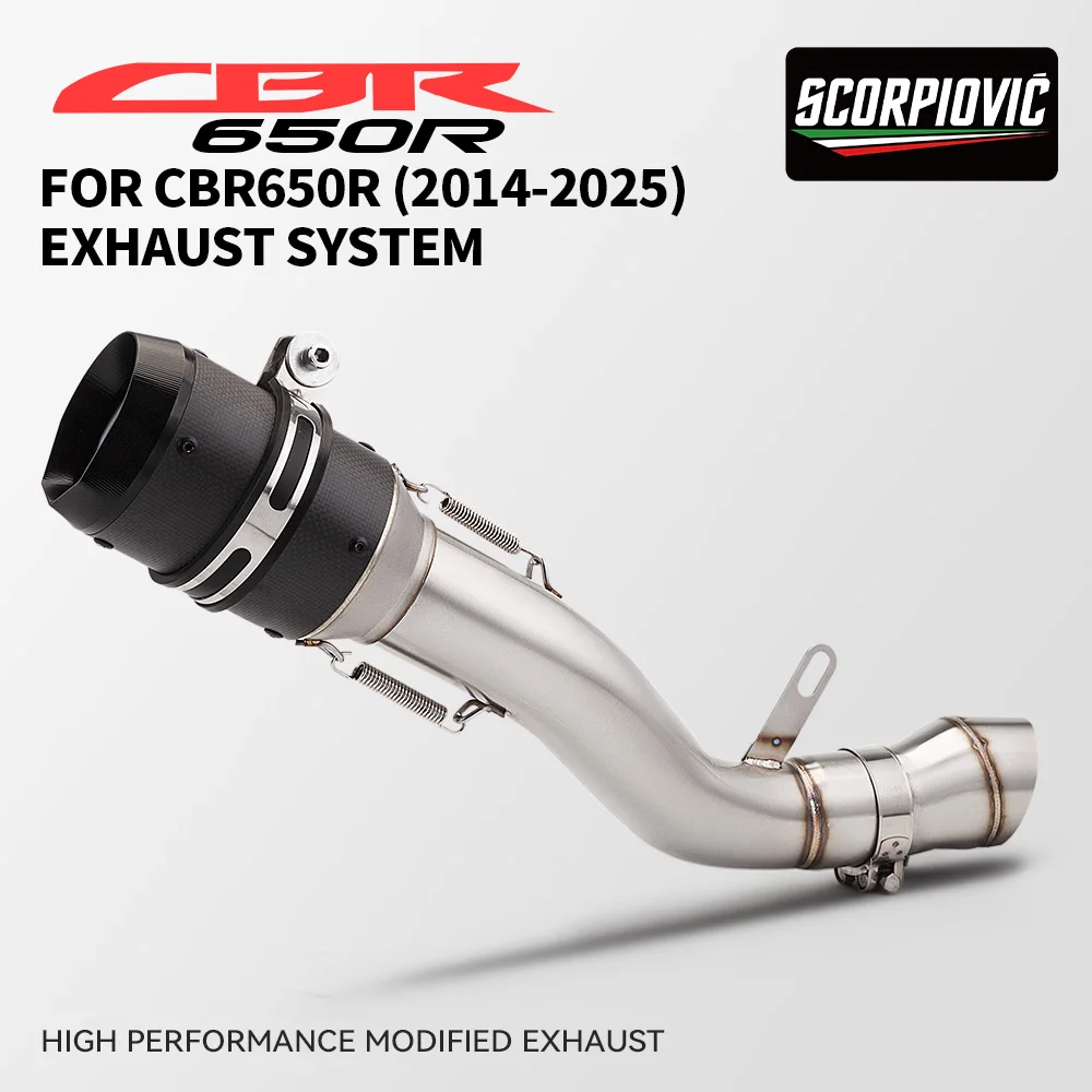 

Для CBR650 CBR650R CB650R 2019-2021 2022 CB 650F CBR650F 2014-2018 выхлопная труба мотоцикла 61 мм, соединительная труба глушителя, надеваемая
