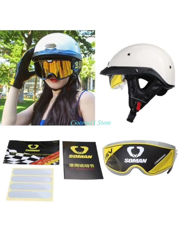 Y1UB Vintage Motorcycle-Helmet Men Women Adult Open-Face Motorbike Helmet Retro-Half Helmet Fashion Baseball Cap