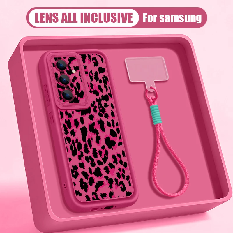 Leopard Print Pattern Lanyard phone Case For Samsung Galaxy S26 S24 S23 S22 Ultra S25 FE A57 A37 A27 A56 A16 A17 a26 A55 Cover