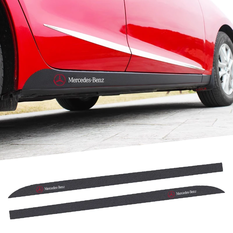 2pcs Car Door Side Skirt Sill Stripe Carbon Decals Styling Accessories For Mercedes Benz B/C/E/S Class A Class C200L GLC GLK CLA