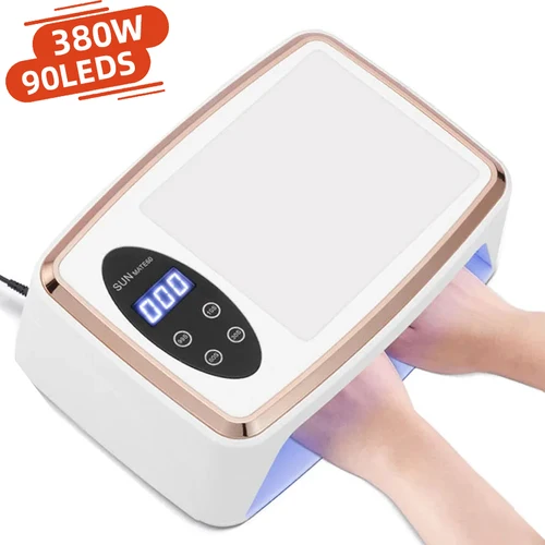 Nueva lámpara LED UV de 90LED para manicura de uñas, lámparas profesionales de secado de esmalte de Gel de 380W con almohada de mano, secador de uñas de alta potencia