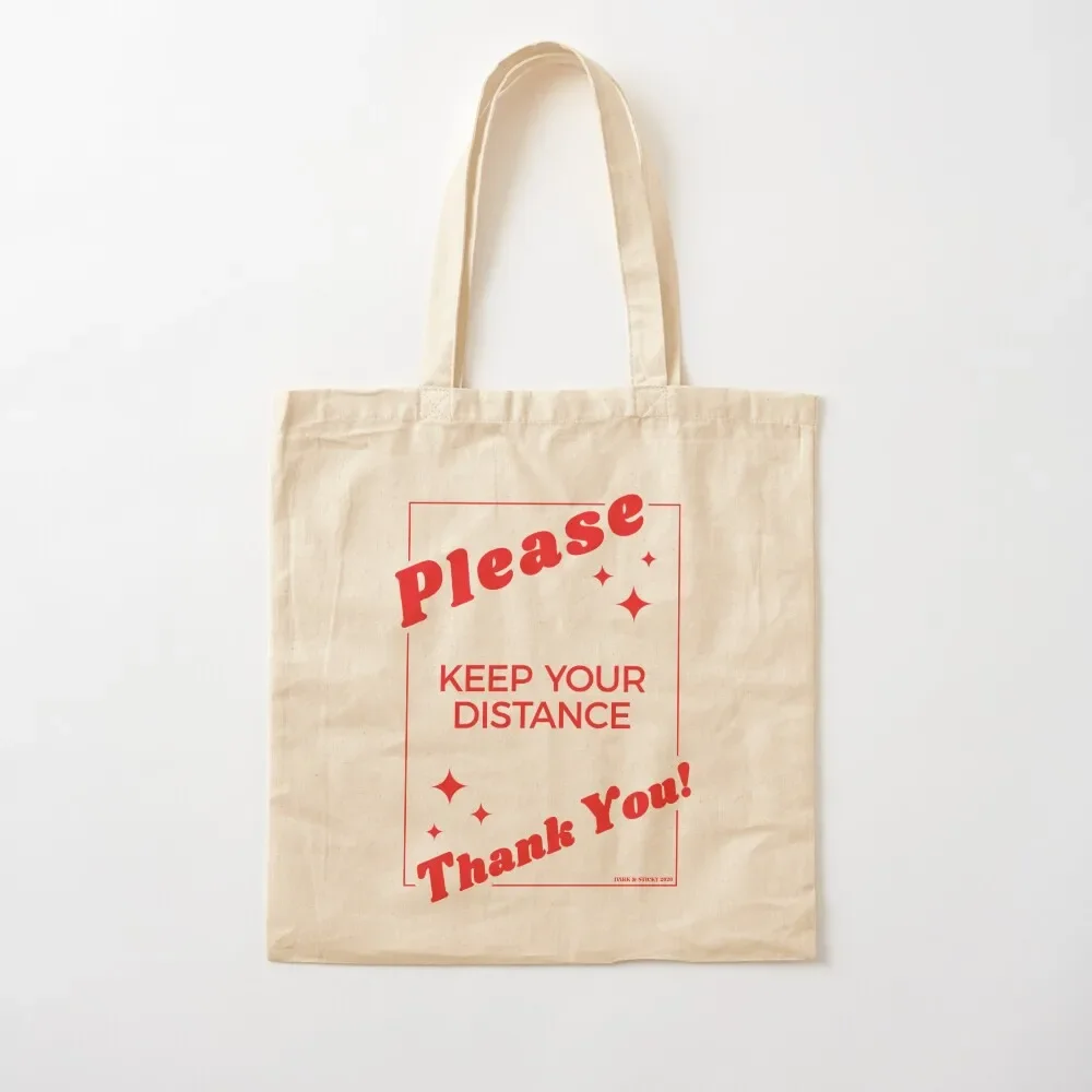 Please Keep Your Distance (red) Tote Bag Portable shopping bag large size bags Tote Bag