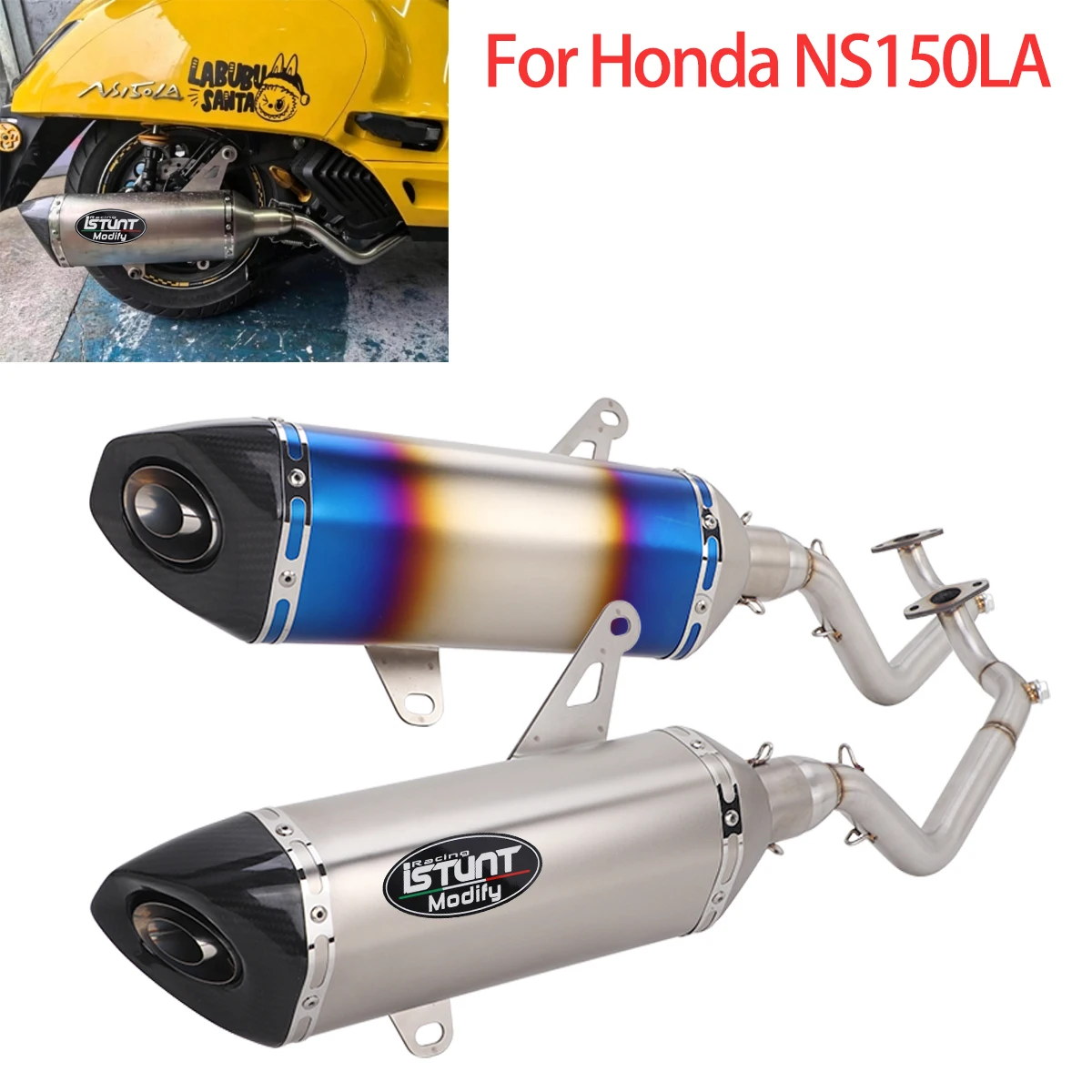 

Full Exhaust System Muffler Header Link Pipe For Honda NS150LA Scooter Modified Escape Pipe with Removable DB Killer Carbon Tip