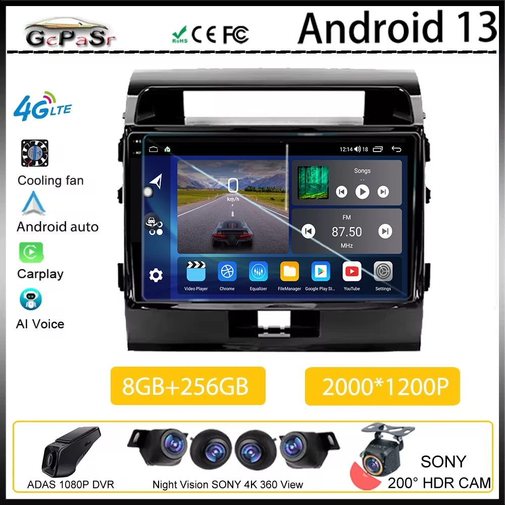 

Android Auto For Toyota Land Cruiser 11 2007 - 2015 Multimedia Car Player Auto radio Stereo GPS Video Navigation NO 2din WIFI