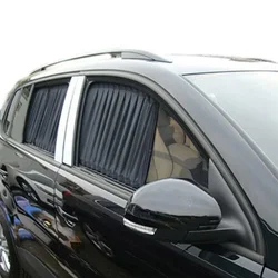 2Pcs Auto Car Curtains Front Rear Window Universal 50x39cm Adjustable Black Anti-UV Interior Accessories Sunlight Protection Set