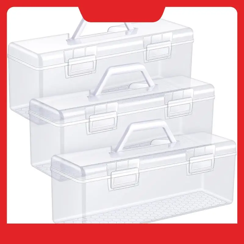 3 Pcs Paint Storage Box For 2 Fl. Oz Acrylic Paints, Acrylic Portable Craft Art Organizer With Handle, 30 Bottles