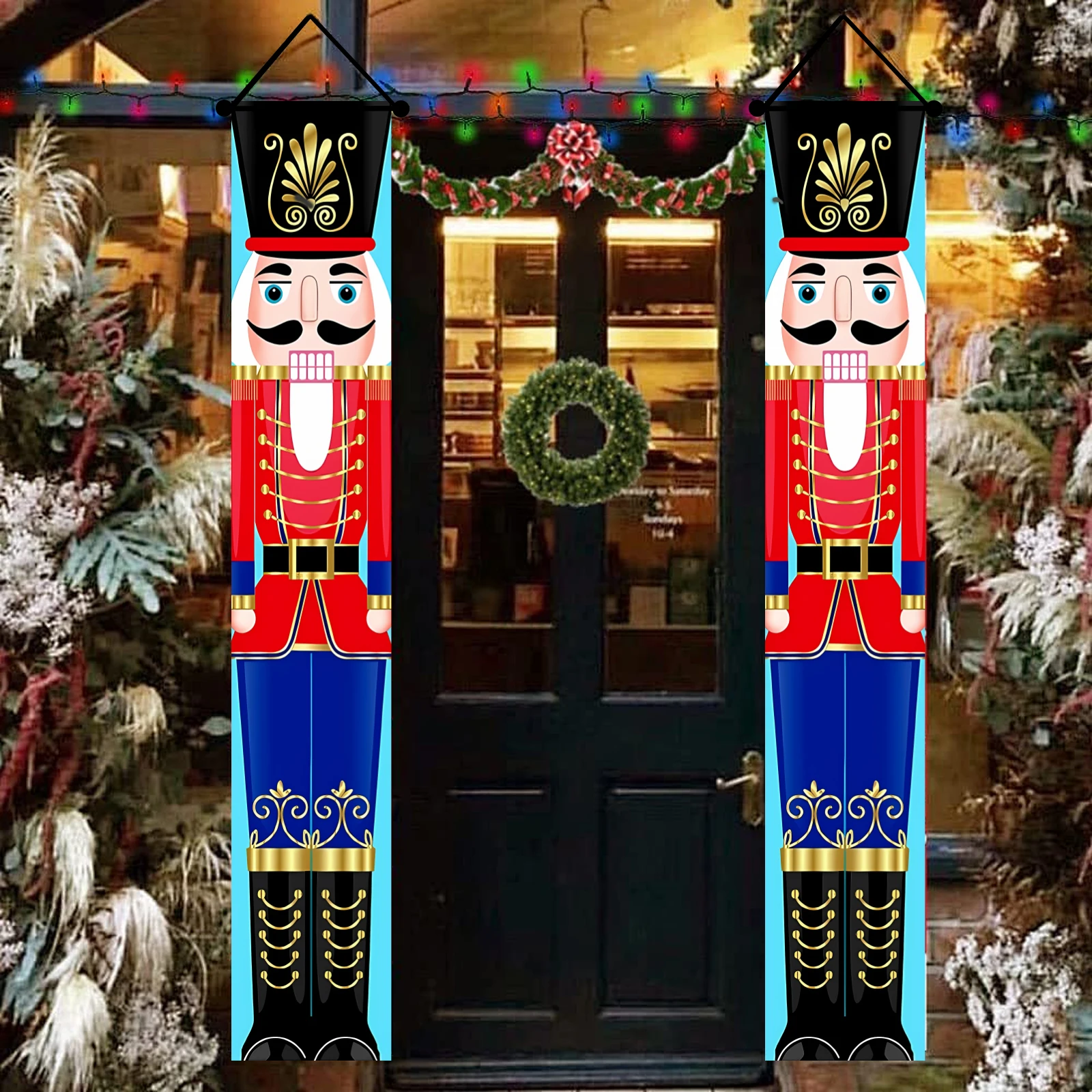 Nutcracker Banner Christmas Decorations，Welcome Sign for Porch Front Door Indoor Outdoor，Xmas Décor Indoor &Outdoor – Life Size