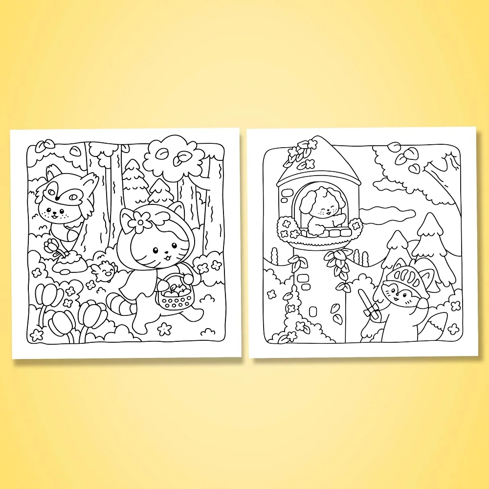FLUFFY TALES Bold-easy Patterns Coloring Book for Adults Cute Drawing Book Perfect Gift for Party and Birthday