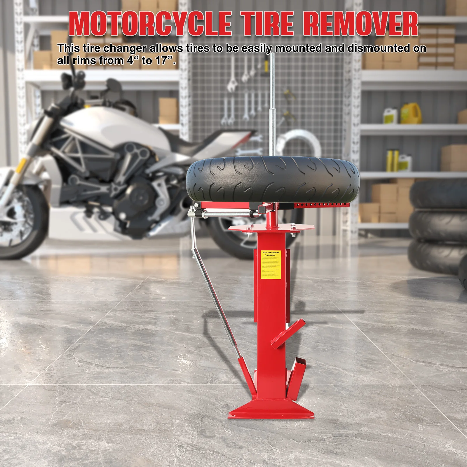 Image of Motorrad-Reifenmontiermaschine, manuelle Reifenmontiermaschine, Reifenwulstentferner, Reifenentfernungswerkzeug, tragbares Handwerkzeug, Reifenwulstbrecher, tragbare Reifenmontiermaschine,