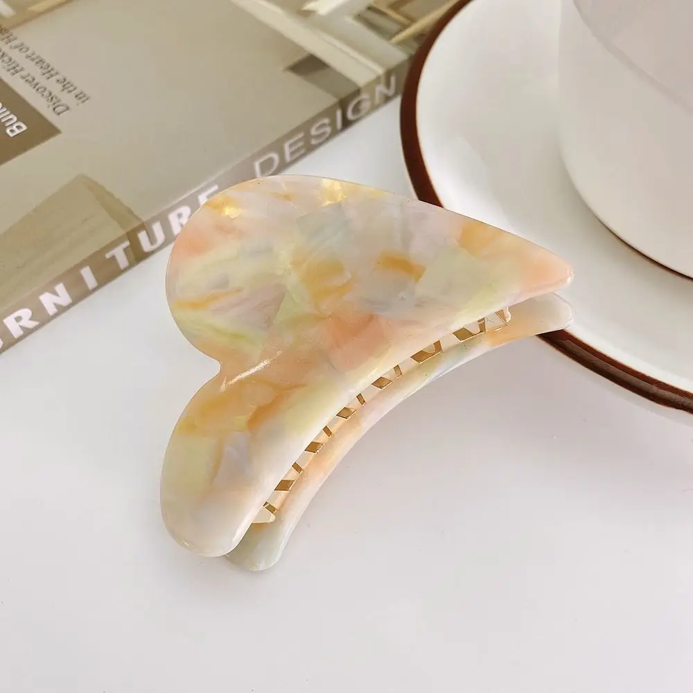 Girls Marble texture Semicircle Love Geometric Hair Claw Acetate Catch Clip Female Hair Accessories Korean Style Hair Clip