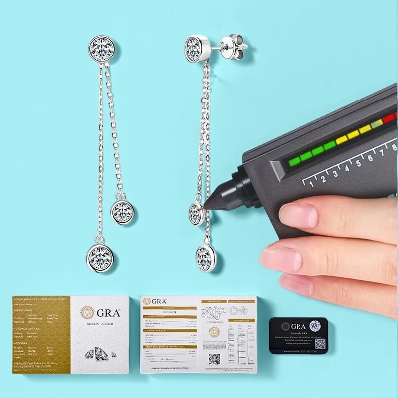 S925 Silver Plated 18k Gold Fringed Earrings Boho Chic Luxury Moissanite GBA Certified With Free Gift Box For Women Lightweight