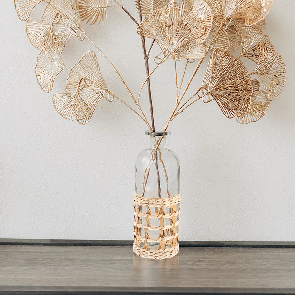 

4pcs Handwoven Straw Bottle Covers Creative Sleeve For Lotion Bottles Glass Cups Reusable Cup Sleeves Anti-Scalding Woven