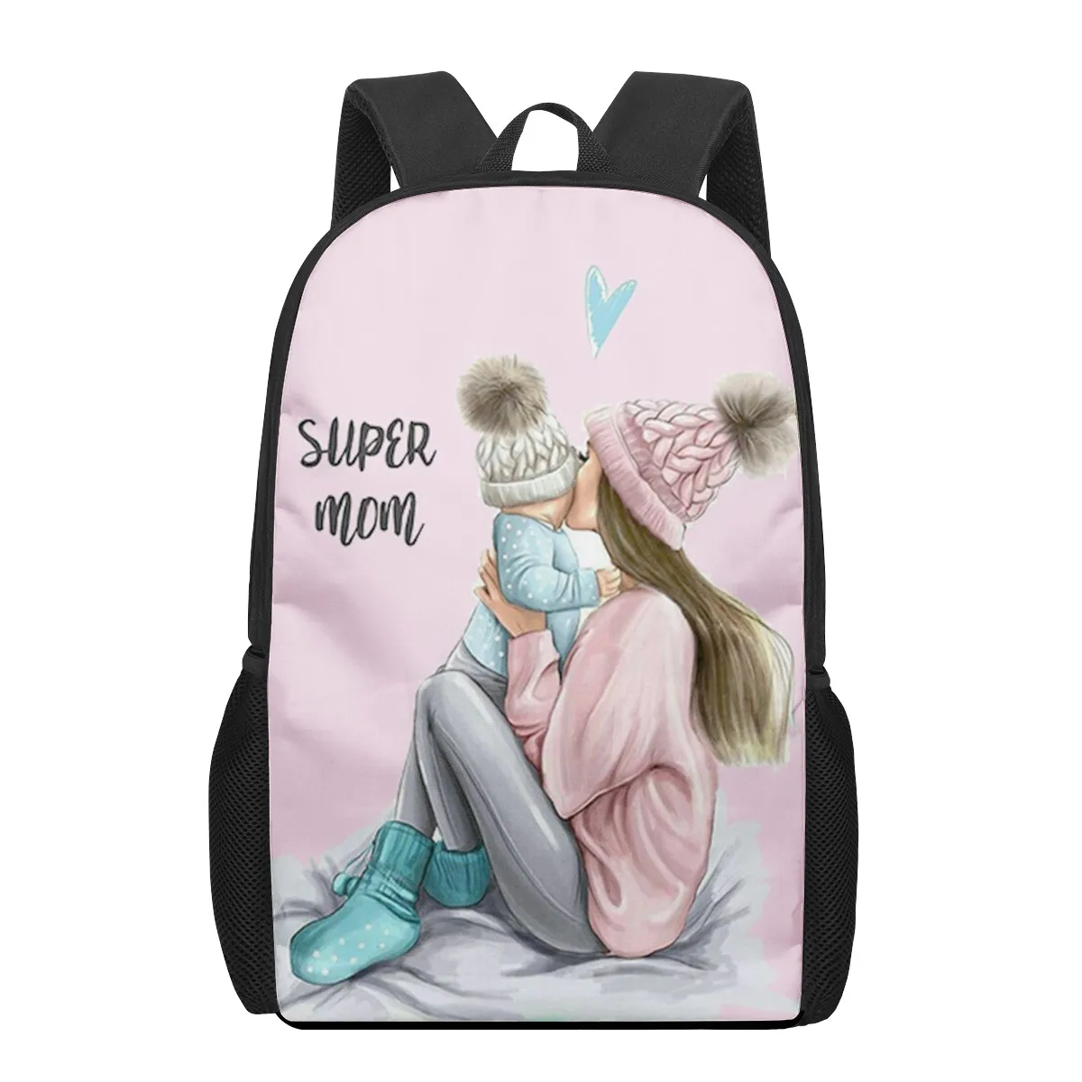 Tas punggung sekolah anak perempuan, ransel Laptop motif bayi Super ibu untuk anak laki-laki dan perempuan, tas buku, tas selempang kasual pelajar remaja