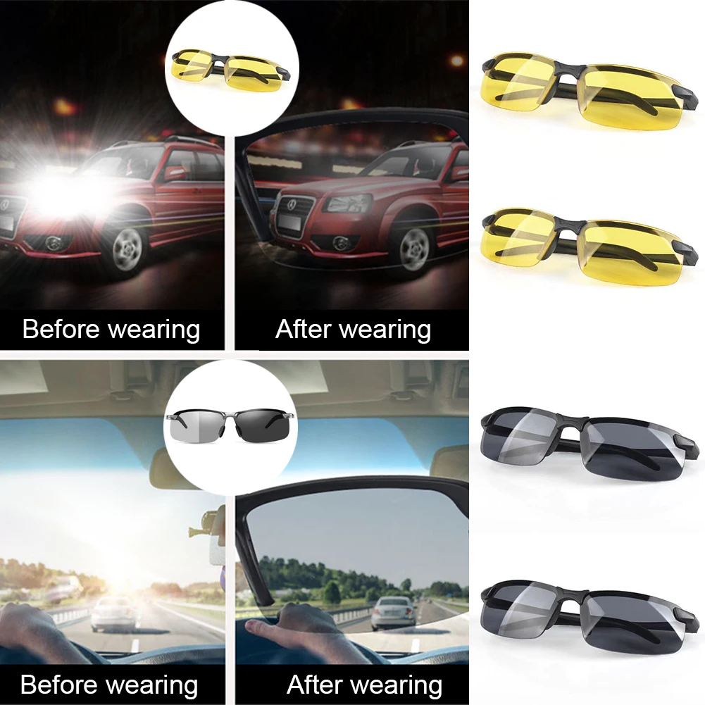 Night Vision Glasses PC Frame Polarized Sunglasses Men Outdoor Sport Sun Glasses Day Night Vision Driver Night Glasses Goggles