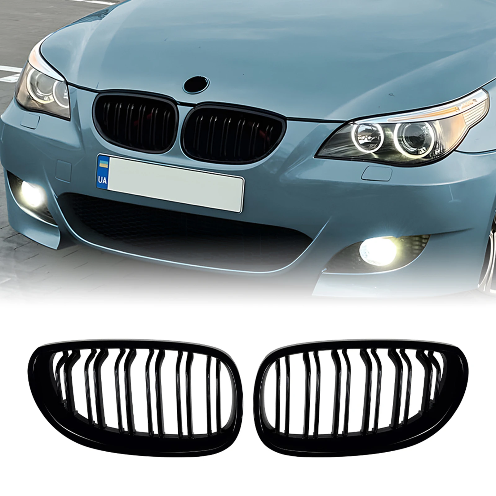 ل BMW 5 سلسلة E60 E61 M5 525i 528i 530i 535i 550i 2004-2010 الجبهة الكلى مصبغة سباق شواء سيارة المصد العلوي هود شبكة الشبكة