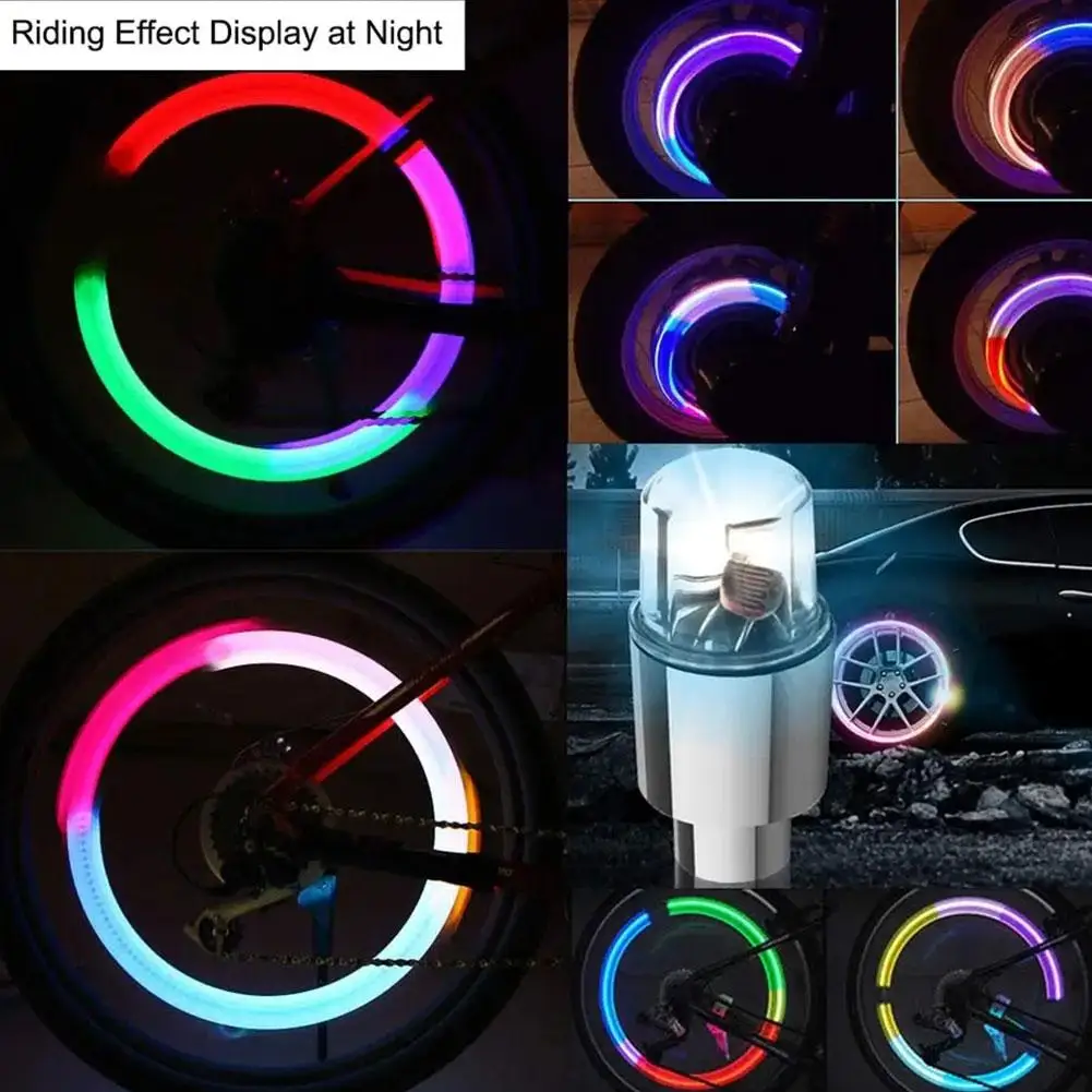 2pcs Wheel Lights Luminous Tire Motorcycle Bike Wheel Tire Valve Cover Universal Led Waterproof Car Accessories Wheel Light