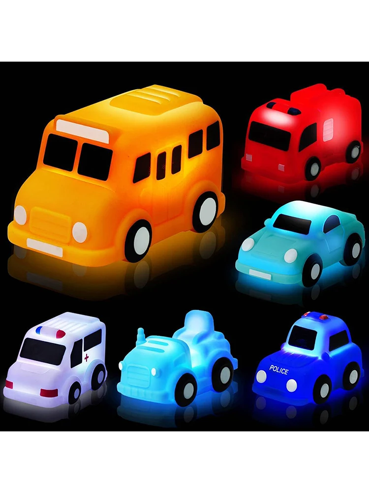Verlichte badspeeltjes voor peuters Watergeactiveerde auto's Speelgoed voor in de badkuip voor kinderen Zintuiglijk speelgoed voor in de badkuip Zwembad Noodauto - afbeelding 2