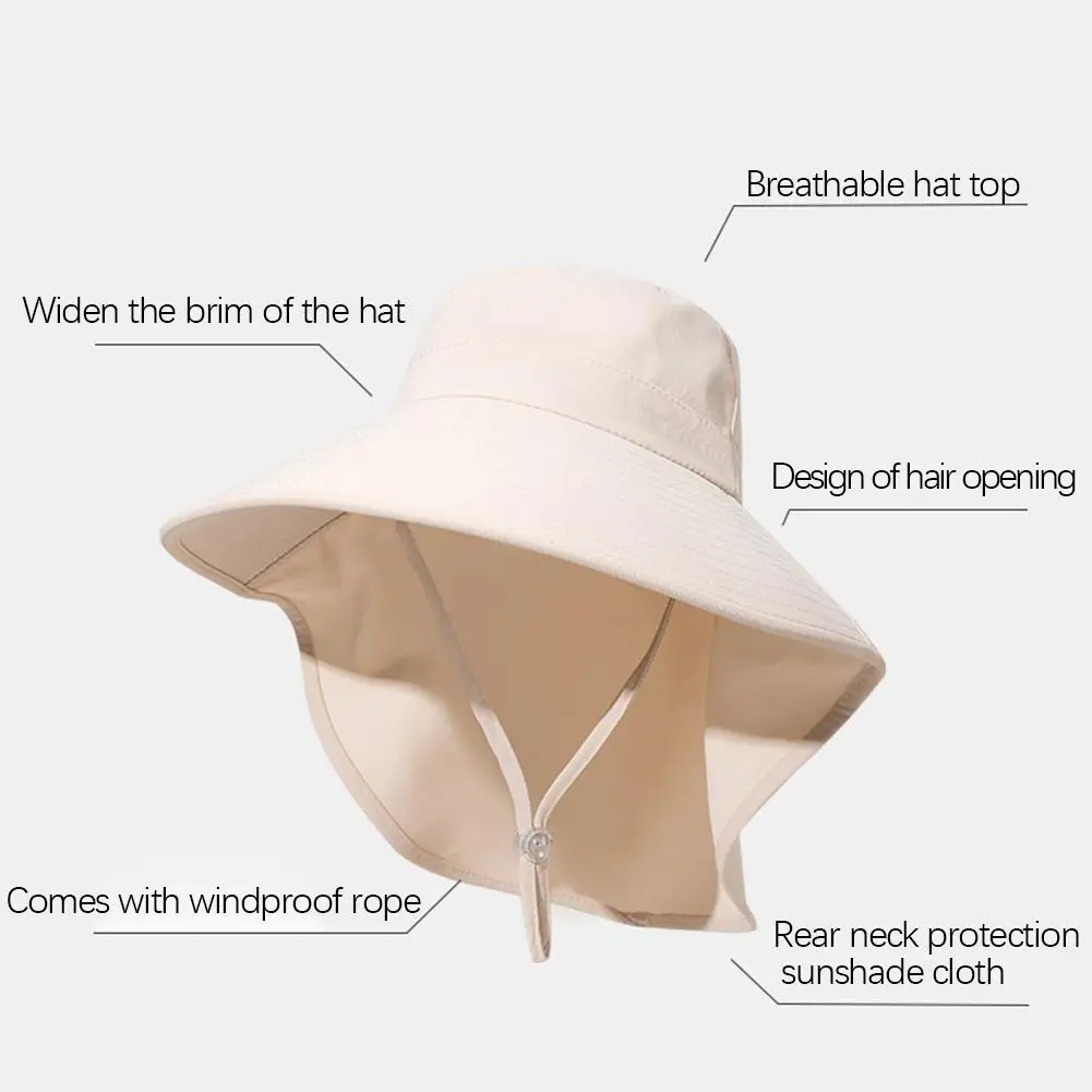 Sombreros de verano para mujer, visera de protección solar UV para el cuello, chal de ala ancha, protector solar para cola de caballo, pesca y