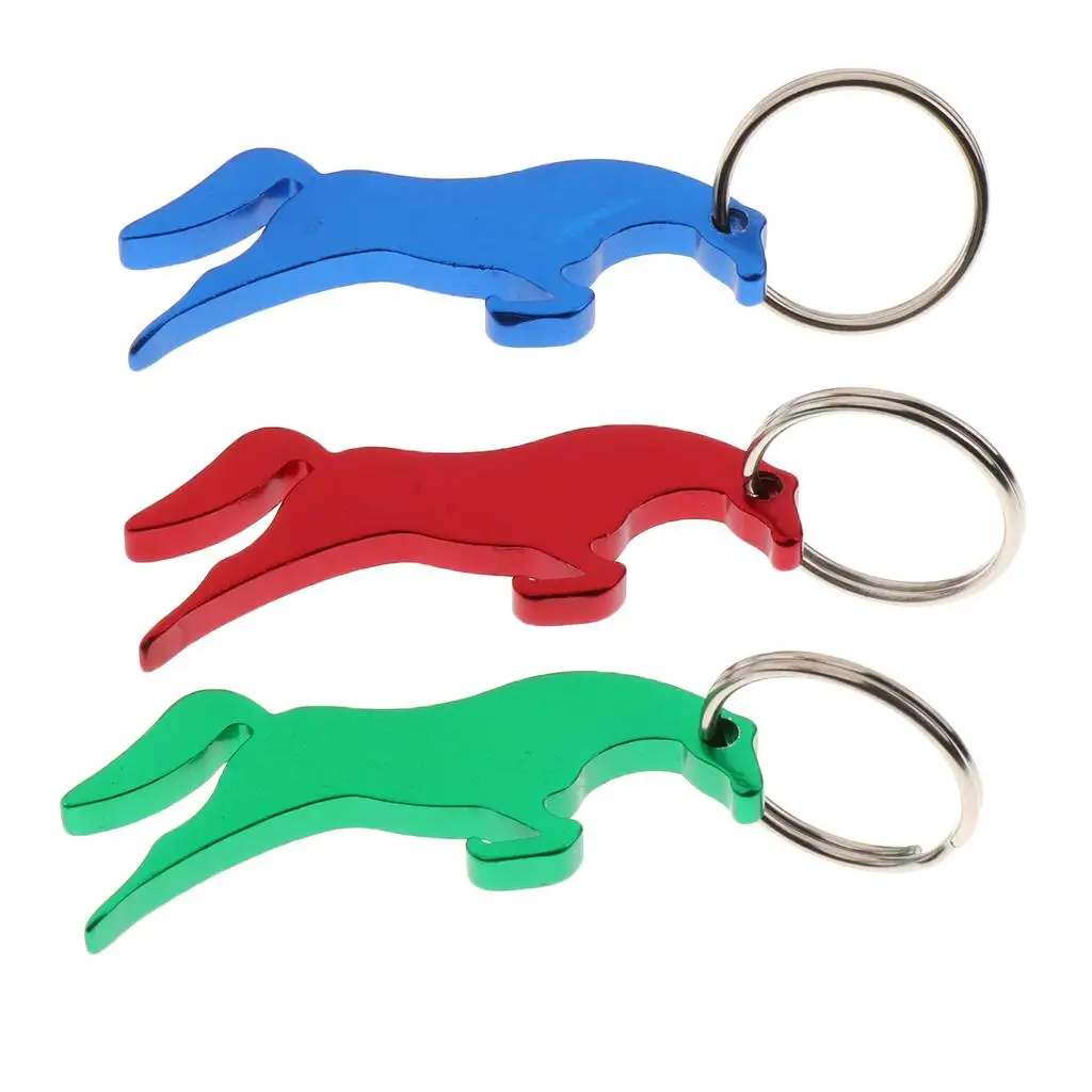 3xAluminum Horse Simple Bottle Opener Keychain Bag Pendent Red