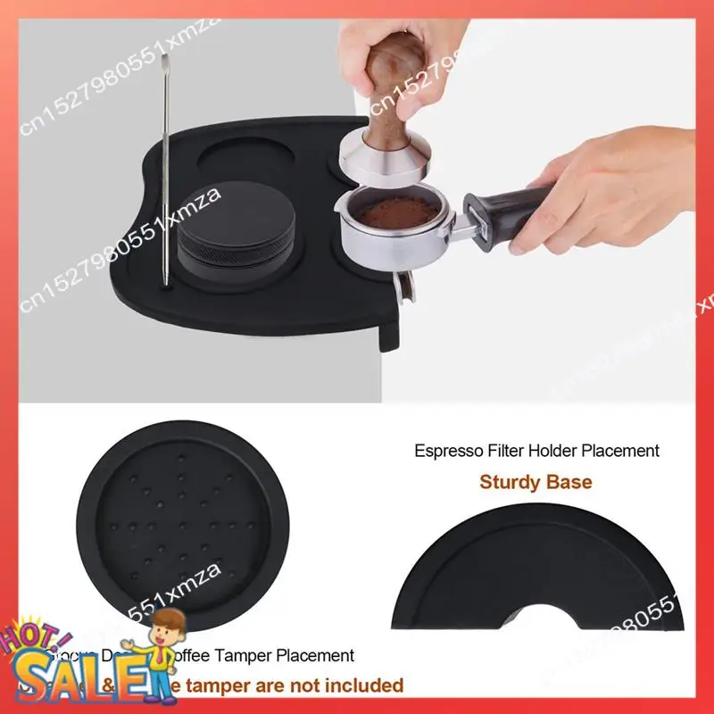 

ABCL Espresso Tamper Mat Food Safe Silicone Coffee Corner Tamping Mat Anti-Slip Soft Station Holder Pads With Powder A