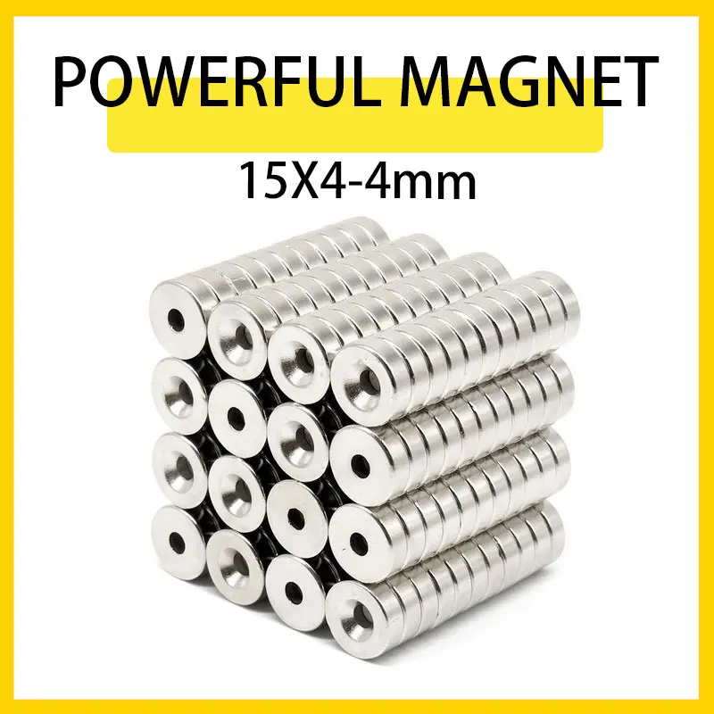 

5~100PCS 15x4-4mm Round Magnet 15x4-4 Neodymium Magnet N35 Permanent NdFeB Super Strong Powerful imans 15x4 Hole 4mm