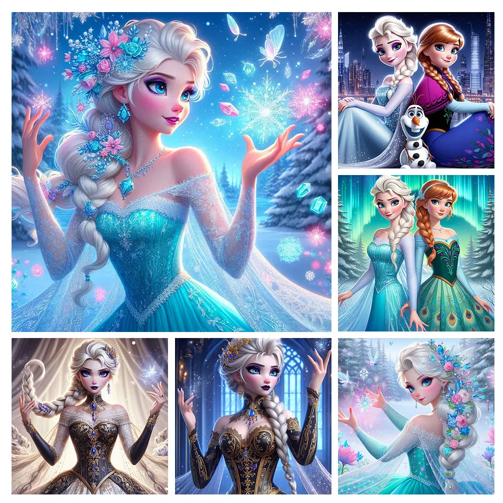 

Дисней круглая алмазная мозаика «Холодное сердце» принцесса Эльза алмазная живопись мультфильм Анна вышивка алмазная живопись украшение стены