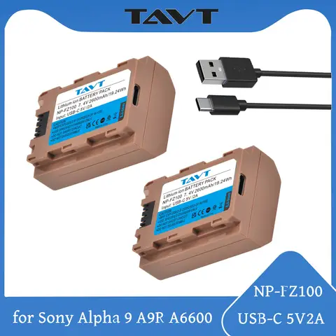 Akumulator 2600mAh NP-FZ100 NPFZ100 NP FZ100 z wejściem Type-C do Sony ZV-E1 FX3 FX30 A9 A9 II A7R III A7R IV A7S III A7R5