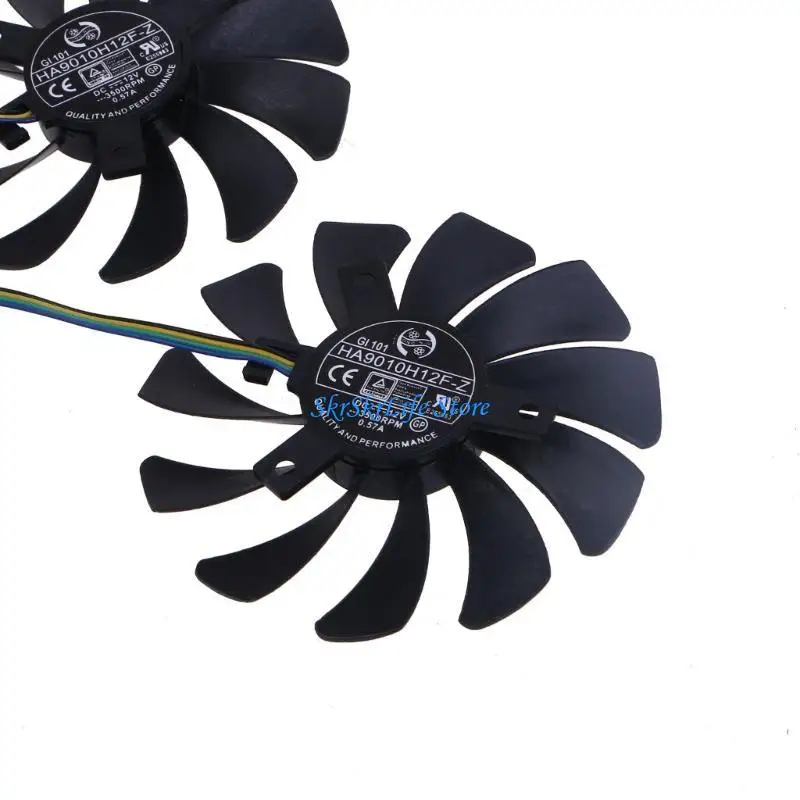 

E65E 2PCS HA9010H12F-Z ГААССИЯ Охлаждение VGA Cooler Fan 4pin 12V для Inno3d