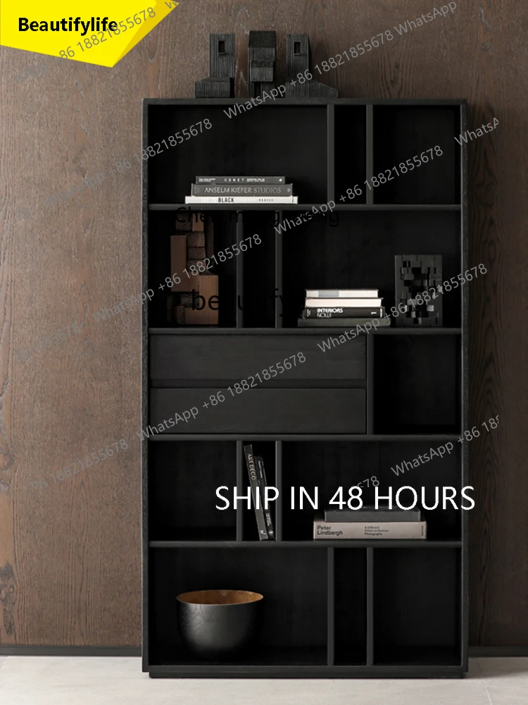 

Japanese-Style Combination Bookshelf Bookcase Living Room Locker Integrated Home Display Cabinet Shelf against the Wall e1001