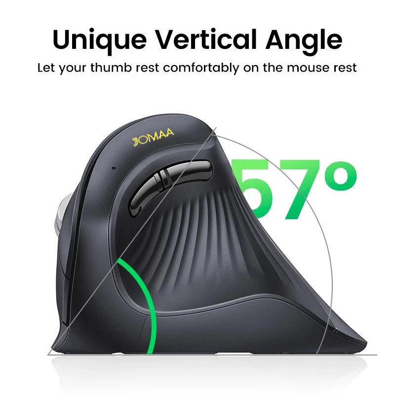 JOMAA RGB Bavklit Vertical Mouse Rechargeable Ergonomic 4000DPI Wireless Silent Click Mouse for Laptop PC Windows Mac OS