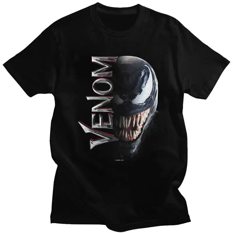 Venom Face T Shirt Men 100% Cotton Tshirt Fashion Tees Short Sleeved T-shirts Slim Fit Clothing Merch