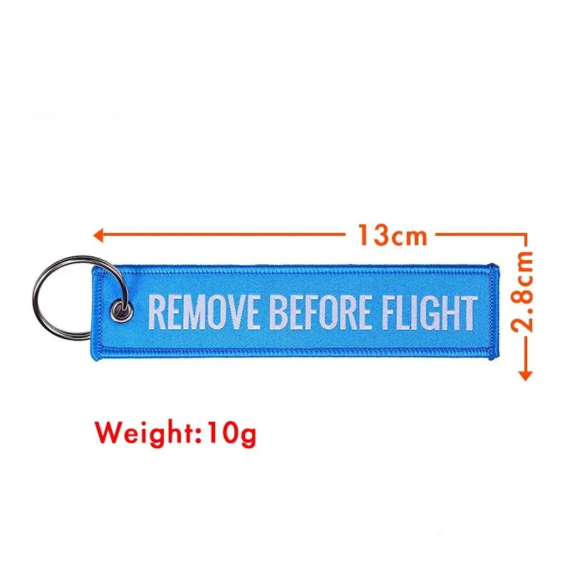 3pcs Text Both Sides Embroidery REMOVE BEFORE FLIGHT Rectangle Keychain Motorcycle Key Chain Accessories Souvenir Wholesale