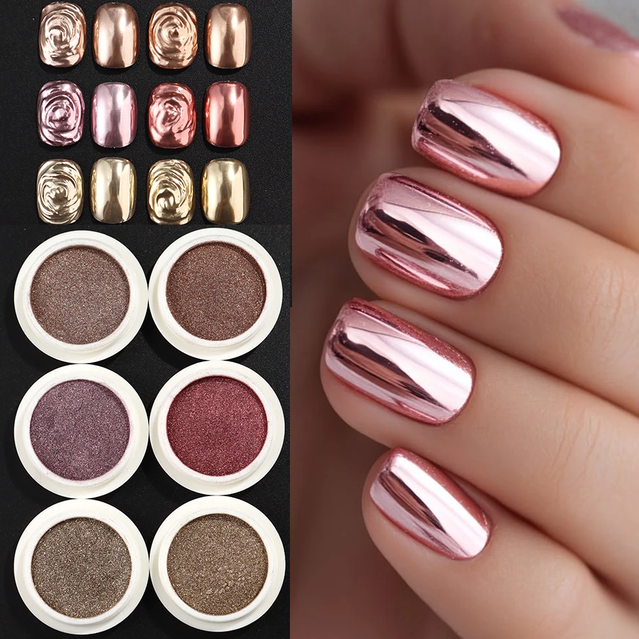 Chrome Nail Powder Metallic Chrome Nail Powder Set Metallic Mirror Nail Art Glitter Decoration Metallic Mirror Effect for Nail
