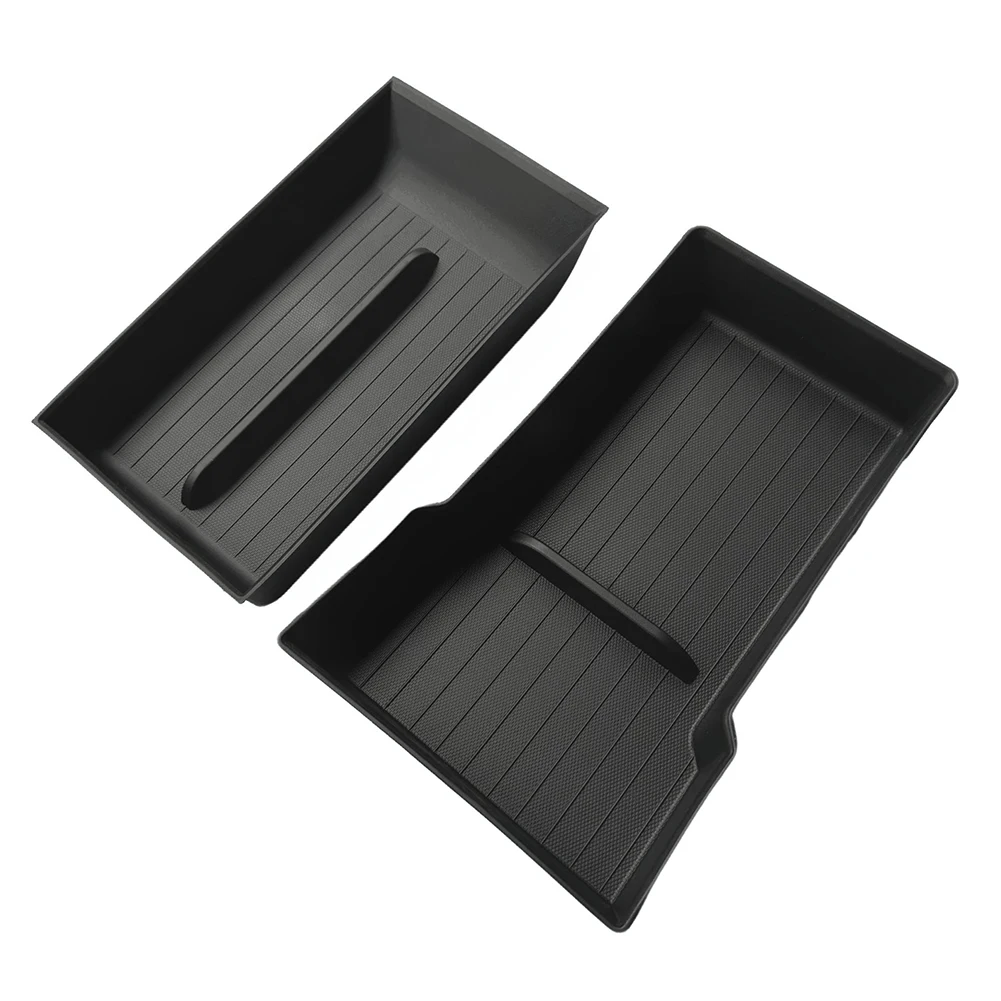 البلاستيك درج منظم الوسادة ل تسلا للطراز Y 2025 مسند الذراع صندوق تخزين سفلي استبدال مجموعة من 2 إدراج صينية