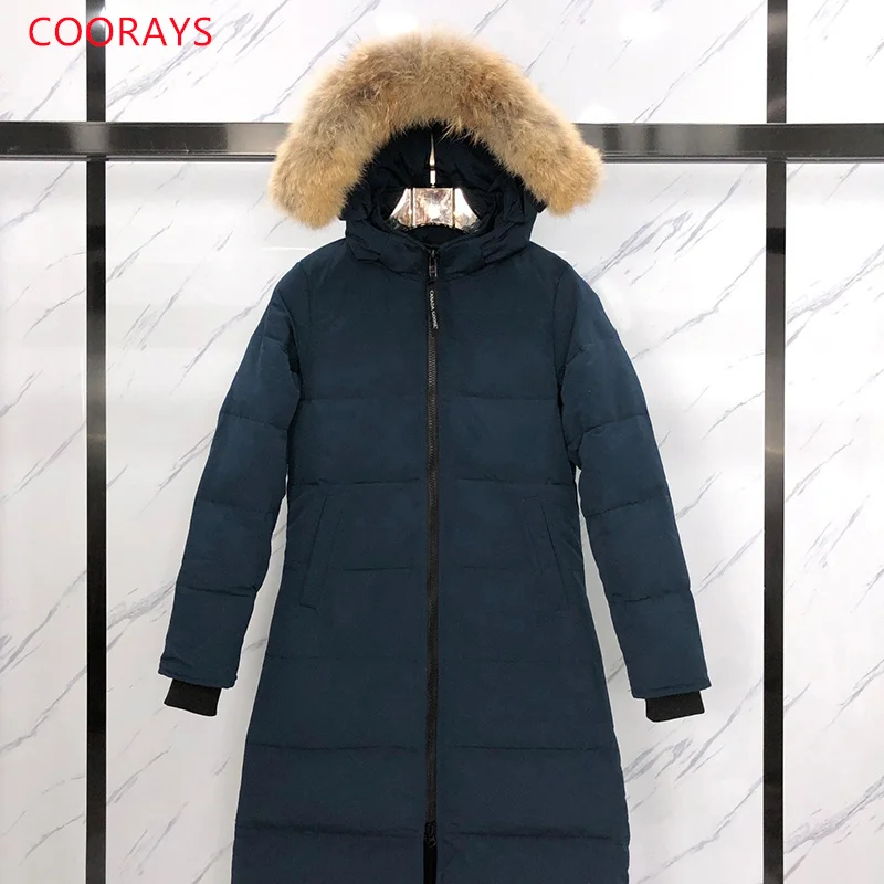 Canadian Down Jacket Women Long Coat Parka Expedition White Goose Down Hooded Waterproof Jacket Authentic Coyote Fur 3035L