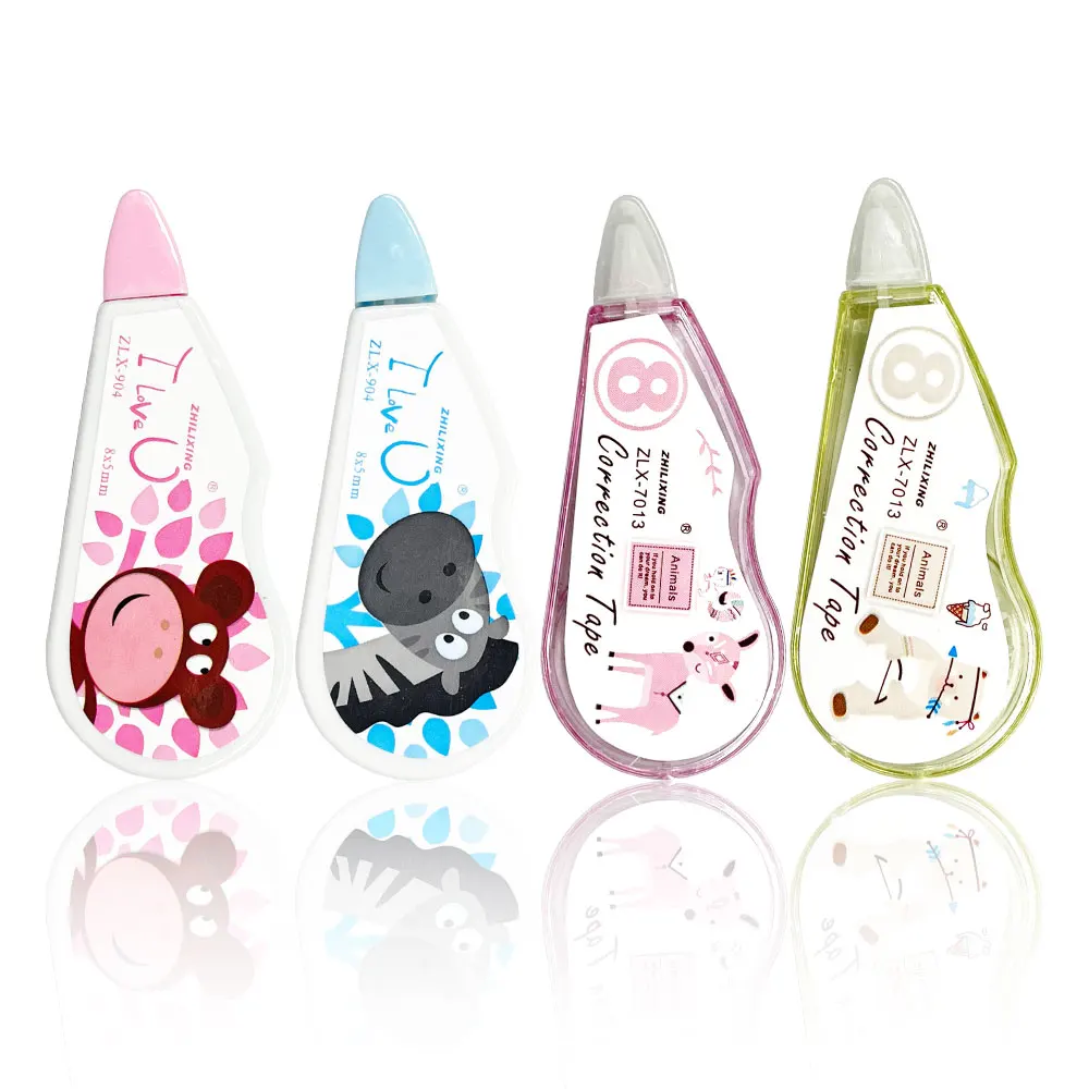 4Pcs Mini Correction Tape, Cartoon Cute Student Error Correction Supplies, Office Financial Correction Tape