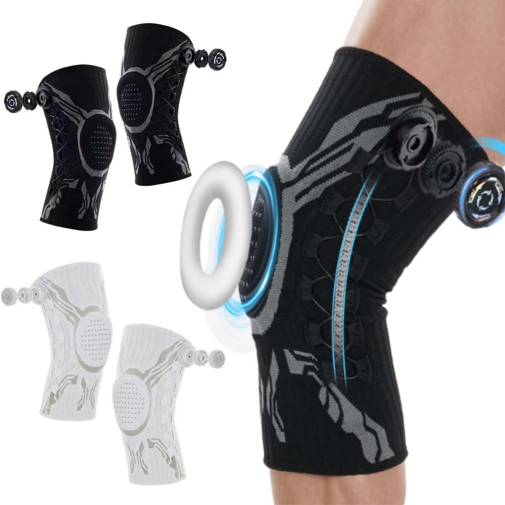 Genouillère articulée à bouton réglable pour le soulagement des douleurs articulaires, de l'arthrite et des déchirures méniscales, idéale pour la course, le basketball et le badminton