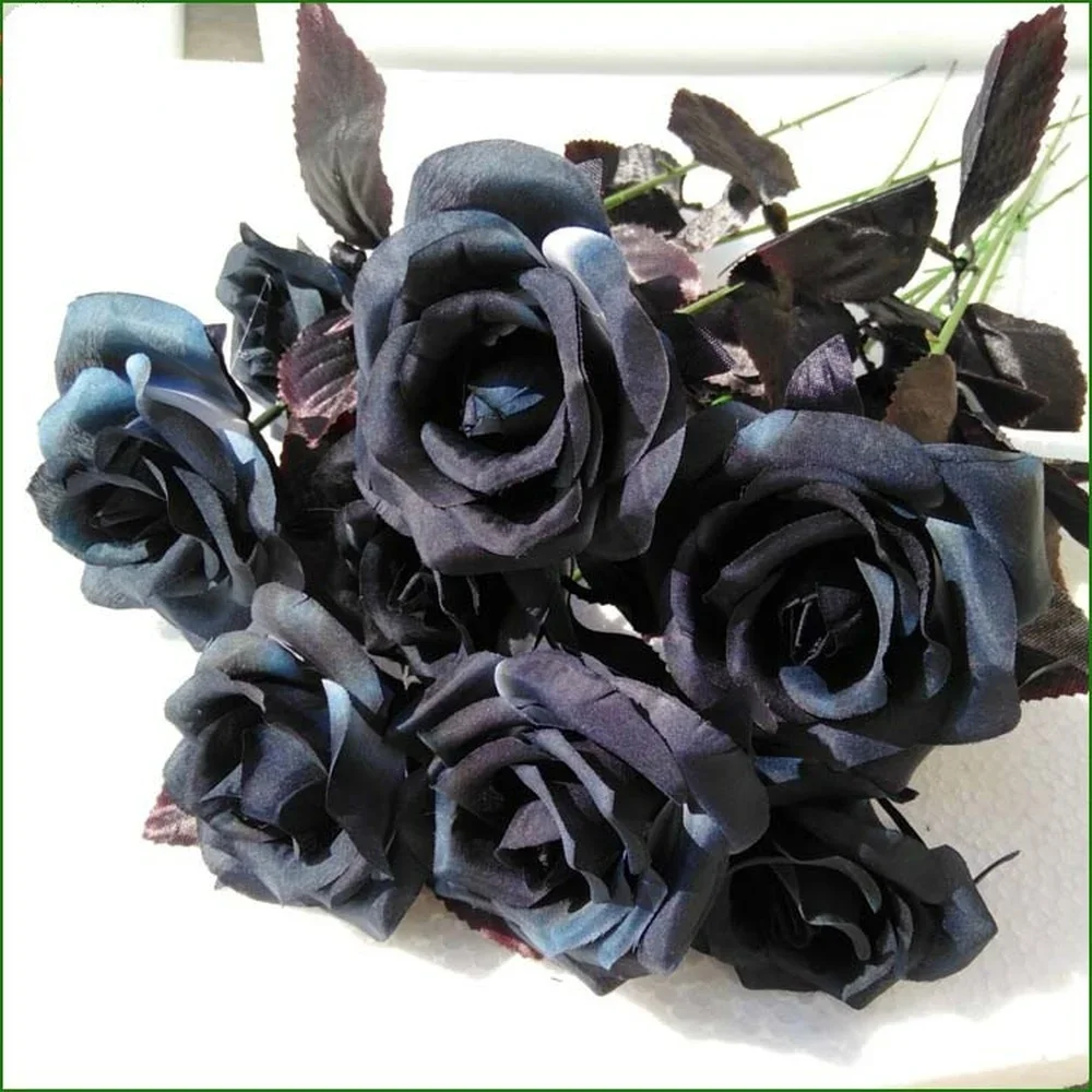 1pcs Black Rose Flower Halloween Gothic Flowers Wedding Home Party Fake Flower Home Decoration