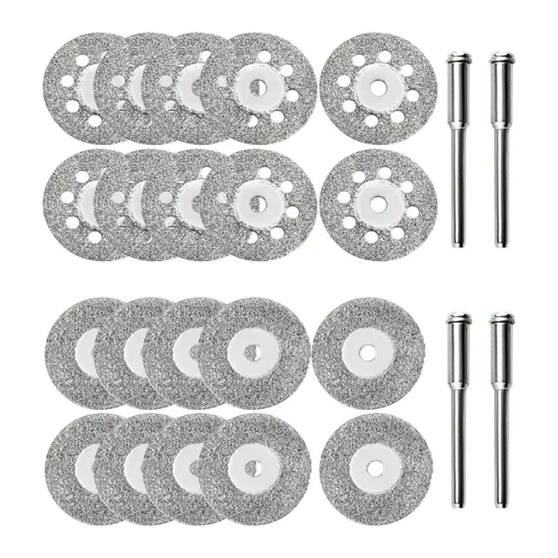 20 قطعة 22 ملم عجلات قطع الماس مع 4pcs 3mm mithrels لمشاريع DIY للسيراميك الزجاجي والحجر C7AC
