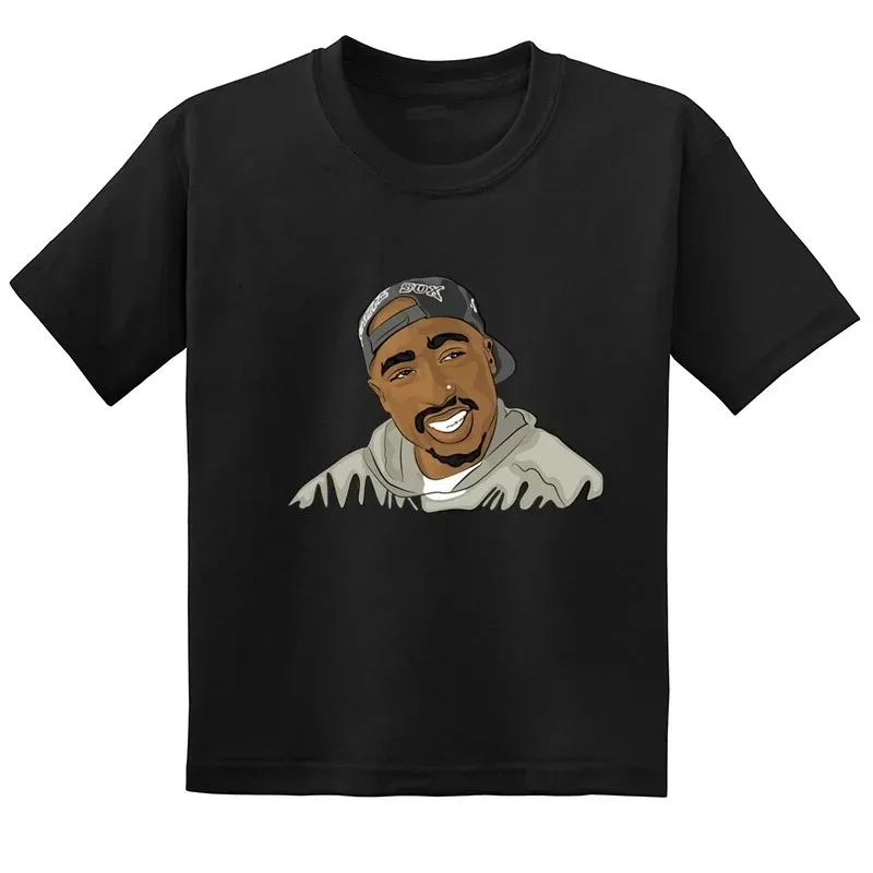 Hip Hop Festival Rapper 2pac Kids Mens Fashion Children T Shirt Tupac Thug Life Clothes Girls Boys Women Summer Black T-Shirt