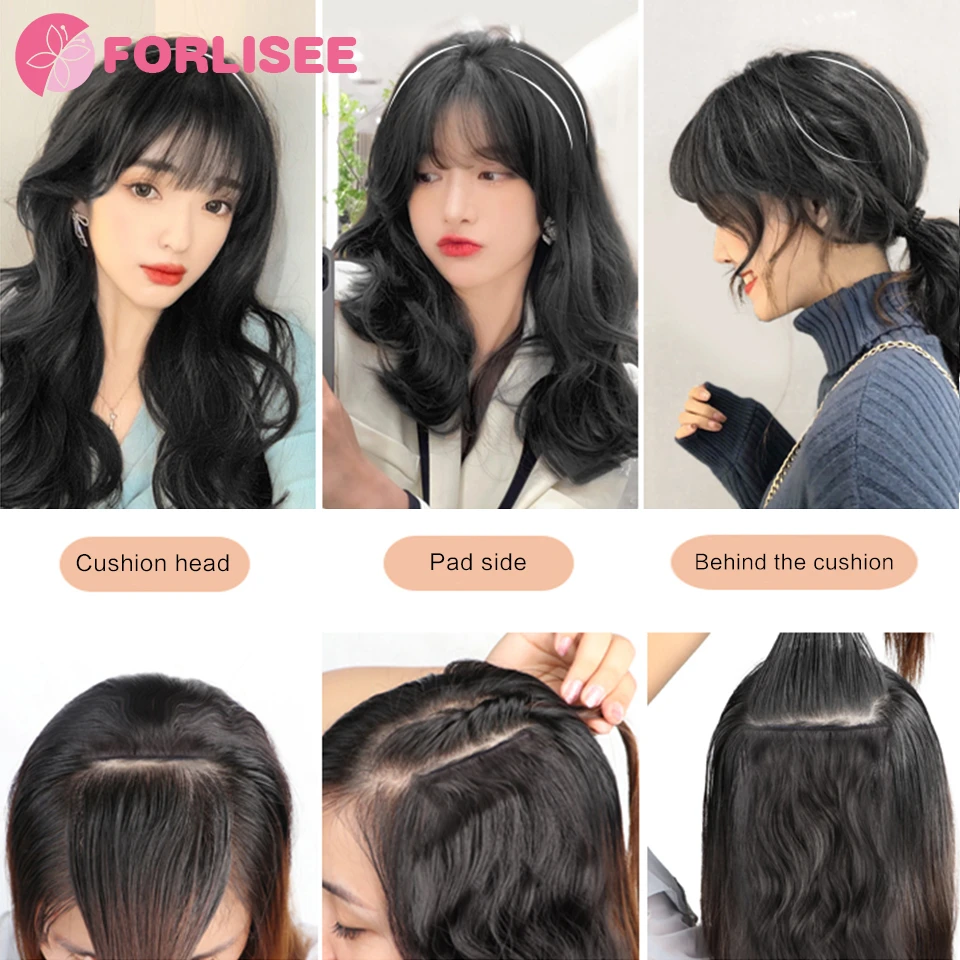 FORLISEE Wig Piece Female Fluffy Curly Hair Pad Hair Piece Increases Head Hair Pad Hair Root Extension On Both Sides Of The Head