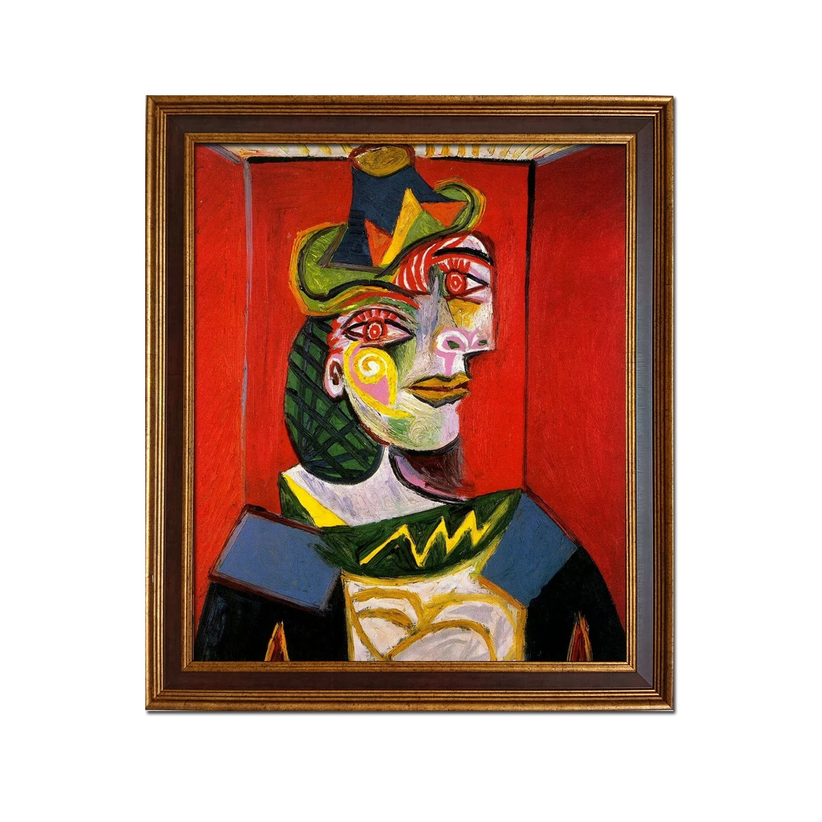 

Golden Framed-Hand Painted Pablo Picasso Oil Painting Portrait de Dora Maar Art Reproduction on Canvas Wall Art Home Decor