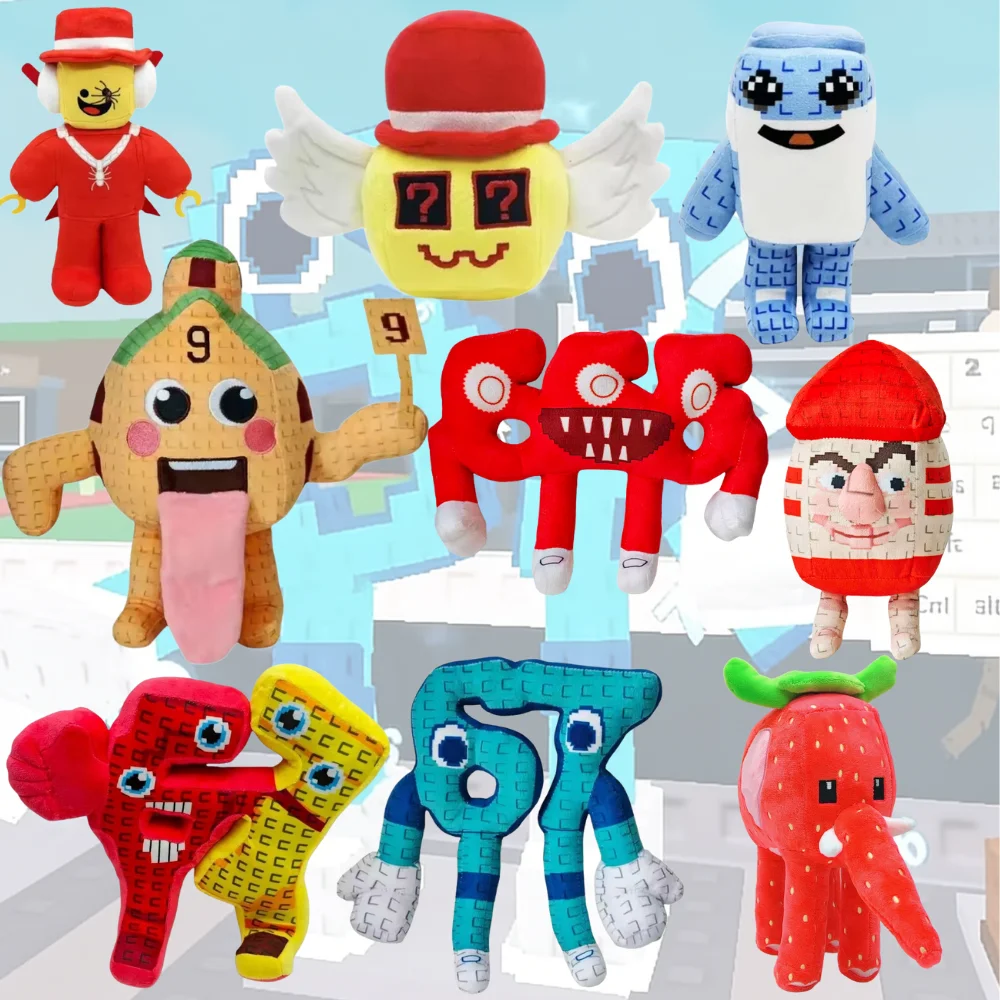 @ 18-30 cm STEAL A BRAINROT bleu peluche jouet mignon maison poupées jeu entourant bleu No. 67 jouets peluches pour enfants, cadeaux d'anniversaire