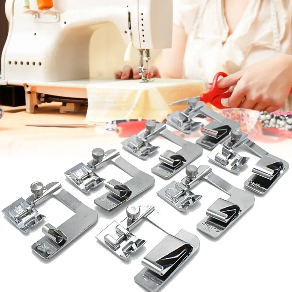 New Metal Sewing Machine Foot Cloth Leather Splice Durable Rolled Hem Feet Multi-function Presser Foot Home