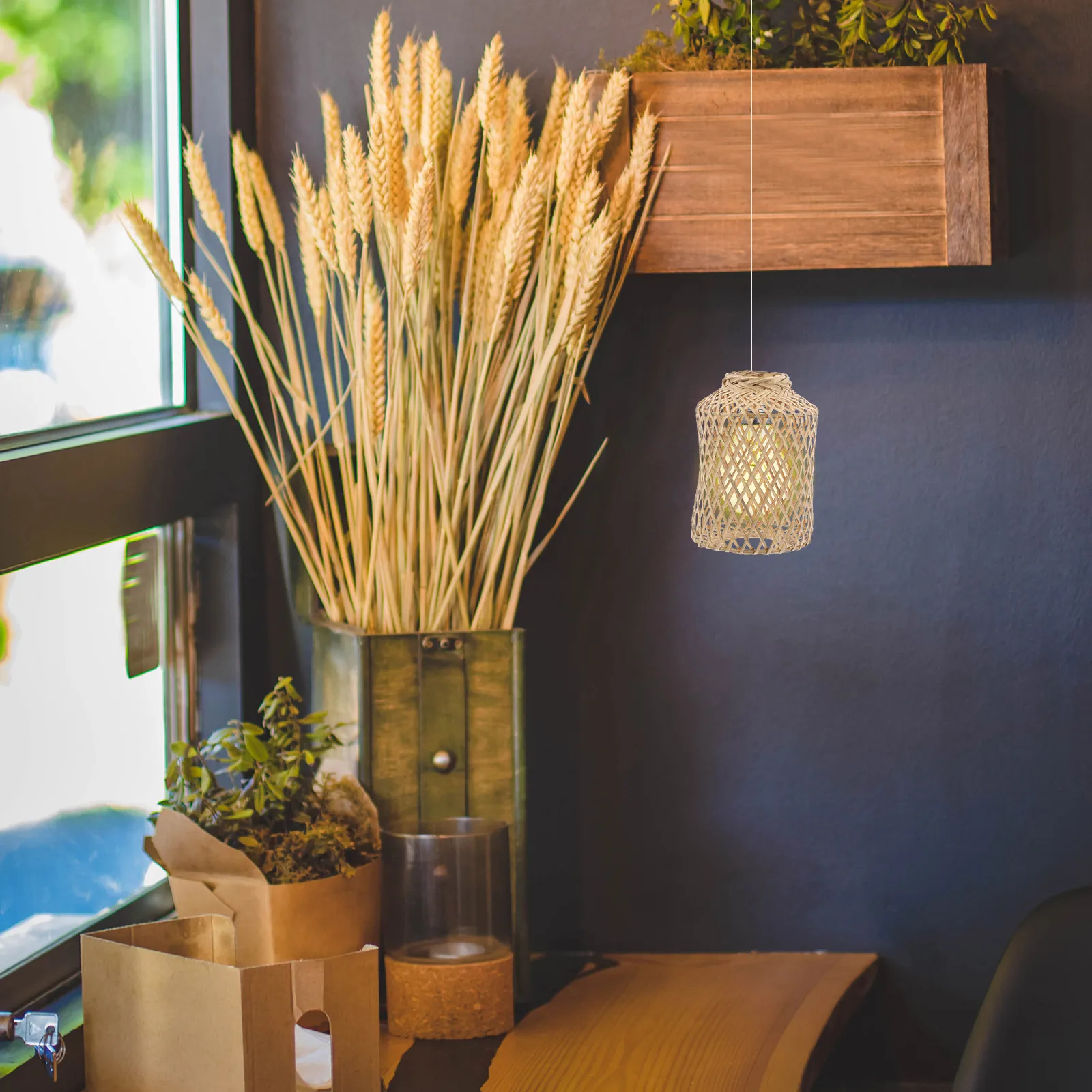 

Bamboo Lamp Shade Pendant Light Cover Woven Replacement Shade for Chandelier Ceiling Light Warm Diffused Lighting Effect