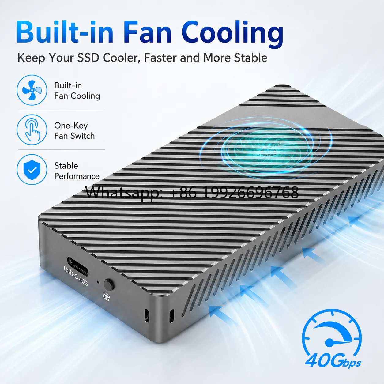 Thunderbolt 3/USB4 M.2 NVMe/SATA SSD Enclosure 40Gbps PCIe Gen4x4 Built-in Fan Cooling 8TB Max Aluminum Case 2230-80 SSDs ODM