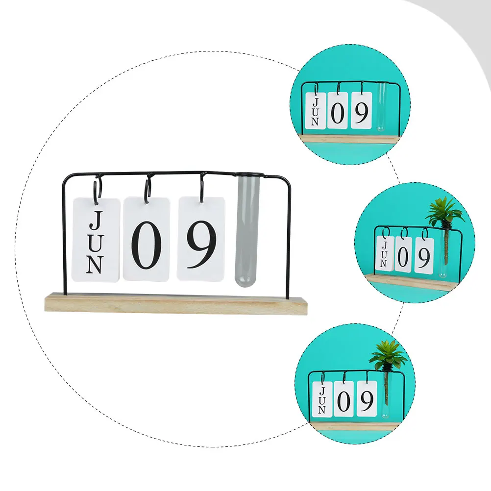 

Perpetual Desk Flip Calendar Reusable Month Date Display With Plant Holder Creative Office Home Decorative Time Planning